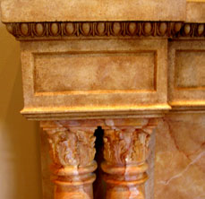 Faux limestone with
Trompe L'oeil marble 